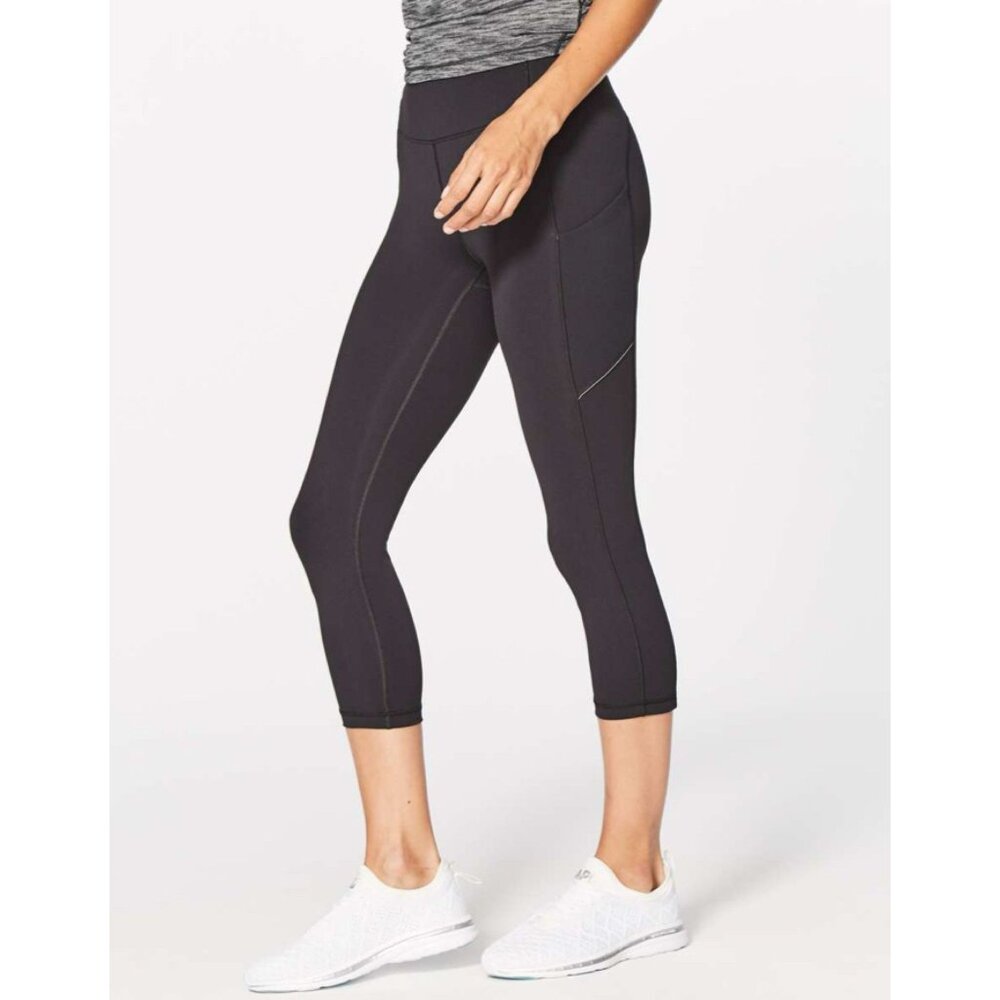 Lululemon Zip Back Crop 23” Leggings Black Sz 4